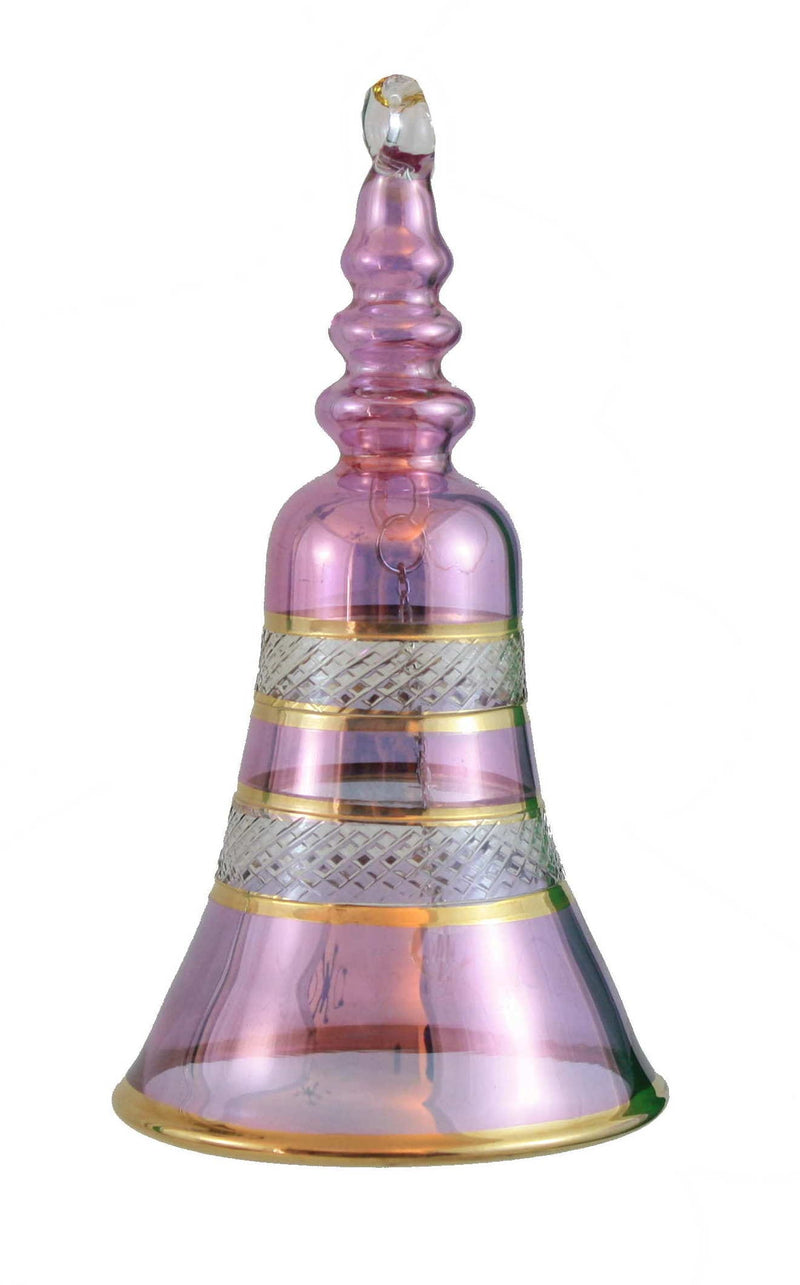 Gold Etched Glass Bell - Purple - Shelburne Country Store