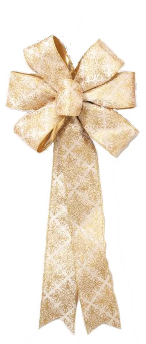6 Loop 17 Inch Crushed Gold Scroll Bow - Shelburne Country Store
