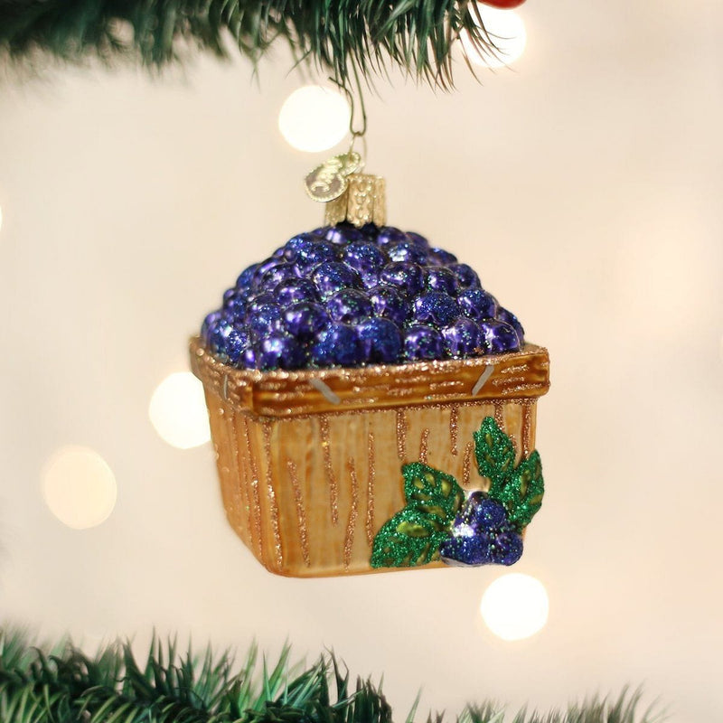 Old World Christmas Basket Of Blueberries Glass Ornament - Shelburne Country Store