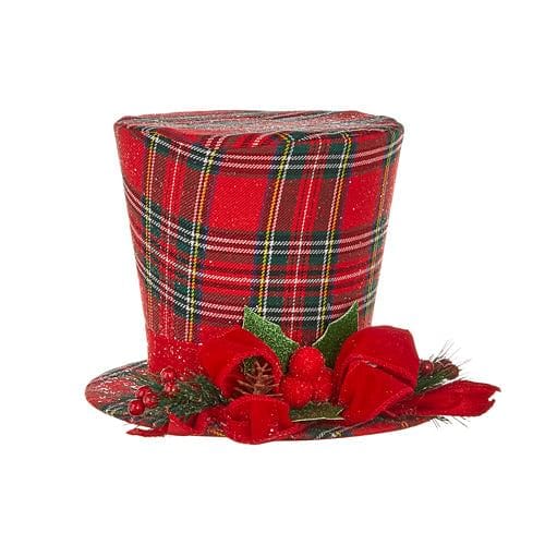 Red Plaid Top Hat with Bow - Shelburne Country Store