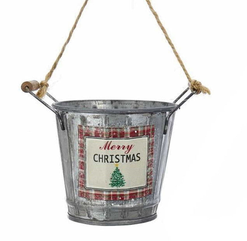 Metal Bucket With Saying Ornament -  Merry Christmas - Shelburne Country Store