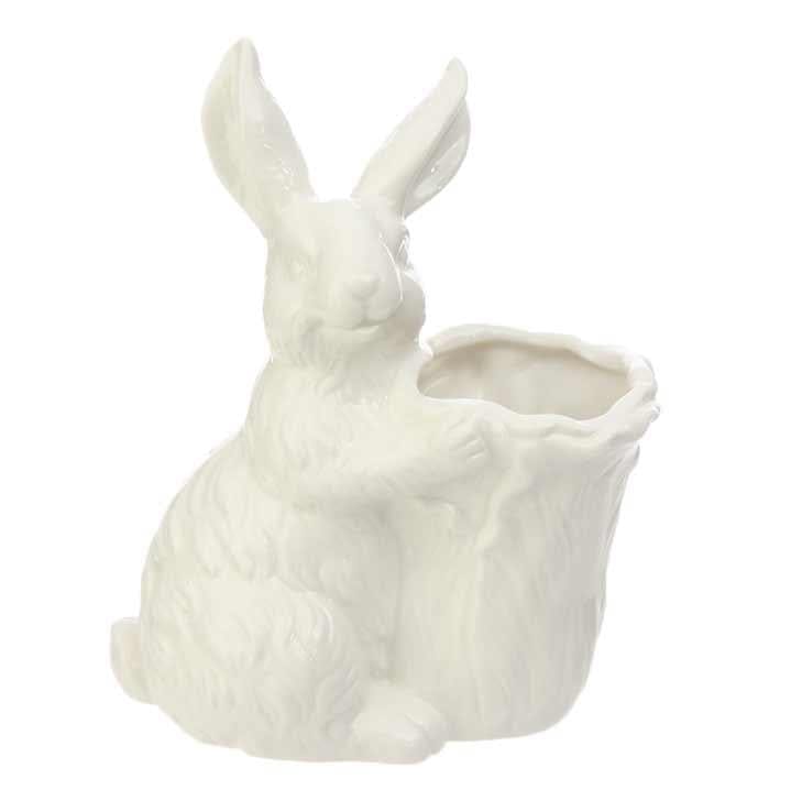 8 inch White Bunny With Cabbage Pot - Shelburne Country Store