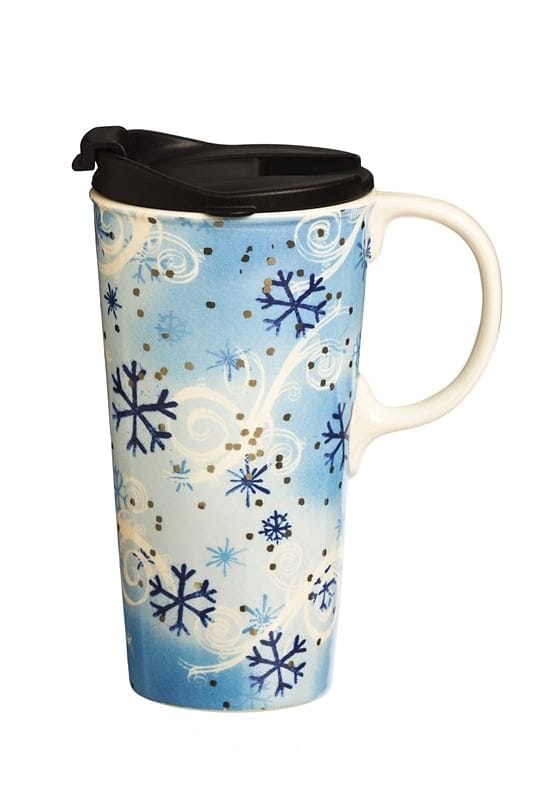 Ceramic Travel Cup, 17 oz. with Gift Box - Winter Snowfall - Shelburne Country Store