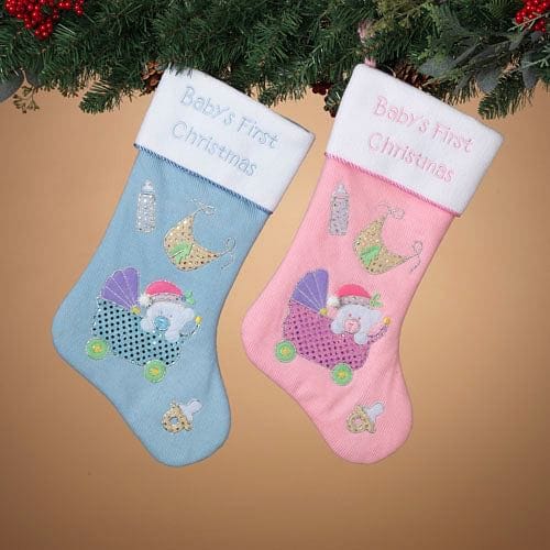 Baby's First Christmas Stocking w/ Sequins Blue - Shelburne Country Store