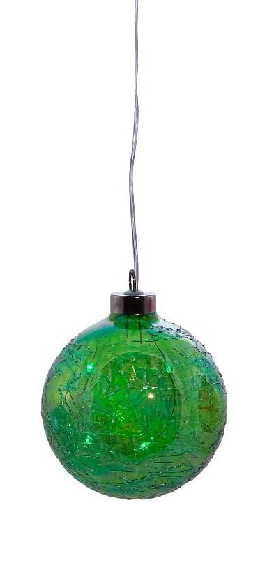 100MM USB Lighted Glass Ball Ornament - Green - Shelburne Country Store