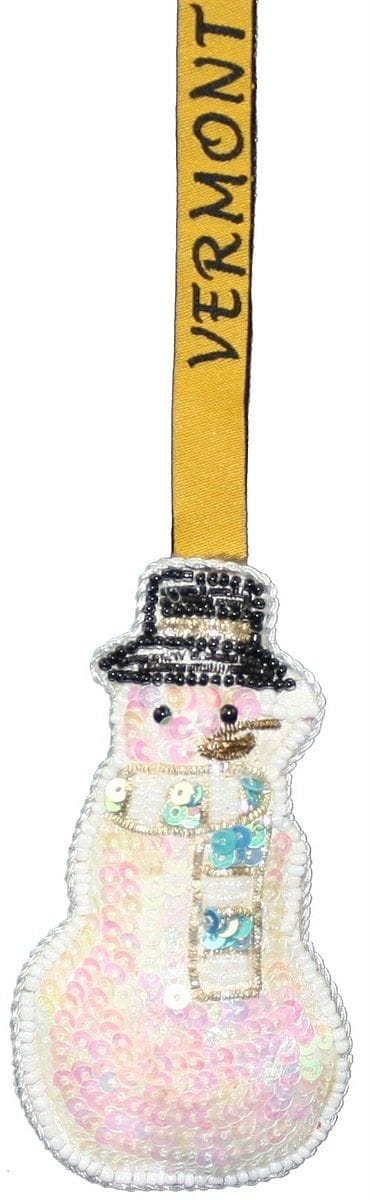 Snowman Sequined Ornament With Vermont Ribbon Hanger - Shelburne Country Store