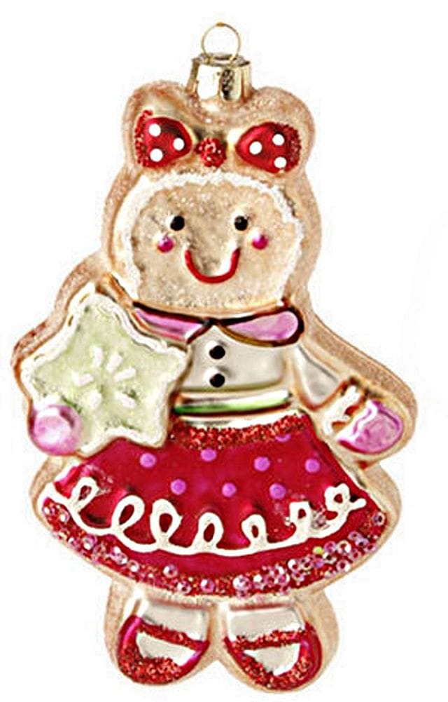 6 Inch Glass Gingerbread Ornament -  Girl - Shelburne Country Store