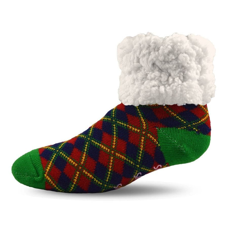 Extra Fuzzy Slipper Socks - Plaid - Red - Shelburne Country Store