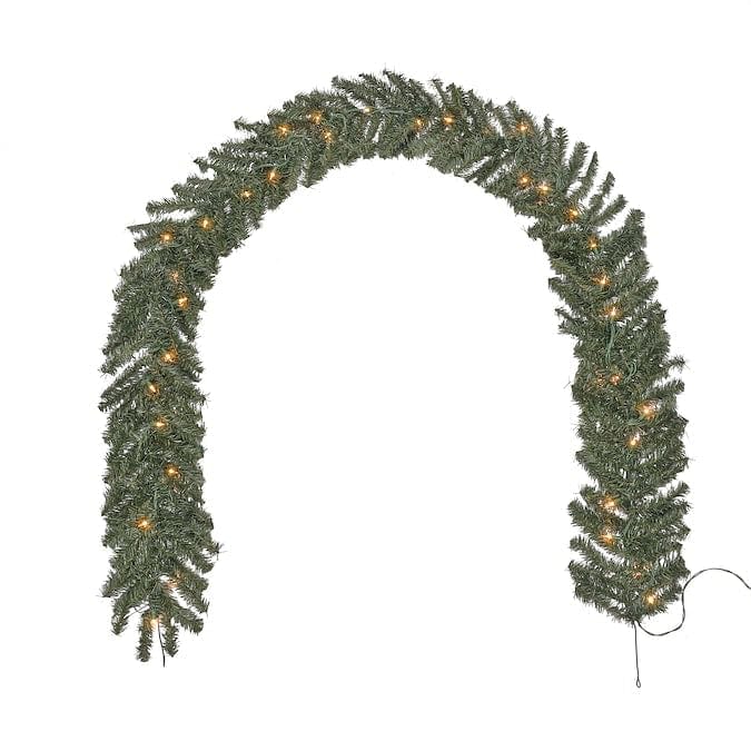 Pre-lit 9-ft Ellston Pine Garland with White Incandescent Lights - Shelburne Country Store