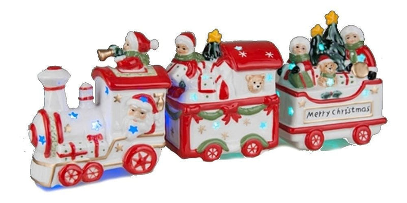 Ceramic 12 Inch Light Up Christmas Train - Shelburne Country Store
