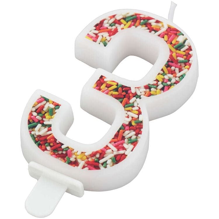 Sprinkle on the Birthday Fun Number 3 Birthday Candle - Shelburne Country Store