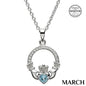 March Claddagh Birthstone Necklace with Swarovski Crystals - Shelburne Country Store