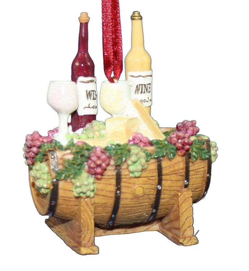3 Inch Resin Wine Barrel Ornament - Vertical - Shelburne Country Store