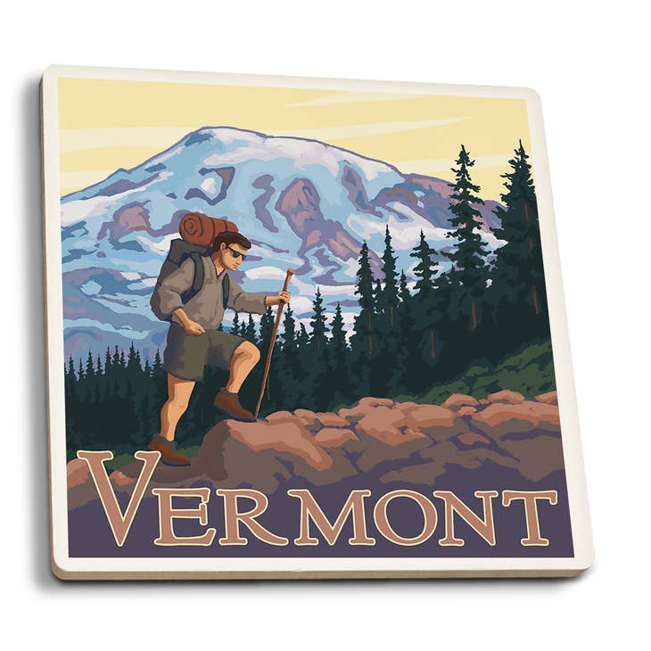 Ceramic Coaster - Vermont Mountain Hiker - Shelburne Country Store