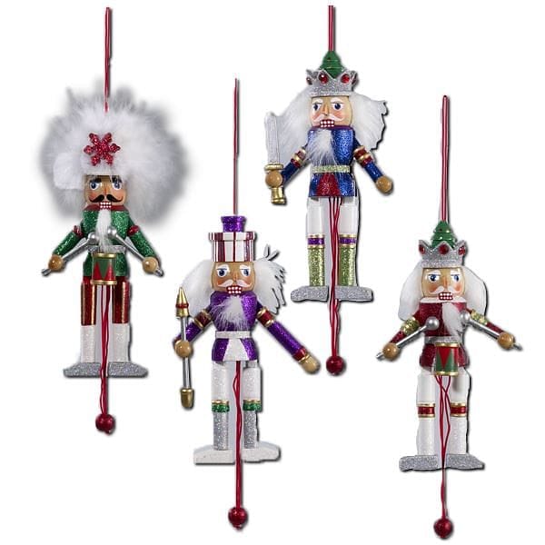 5 inch Wooden Pull Puppet Nutcracker Ornament - Blue - Shelburne Country Store
