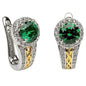 Round Halo Green/Cubic Zirconia Earrings - Shelburne Country Store
