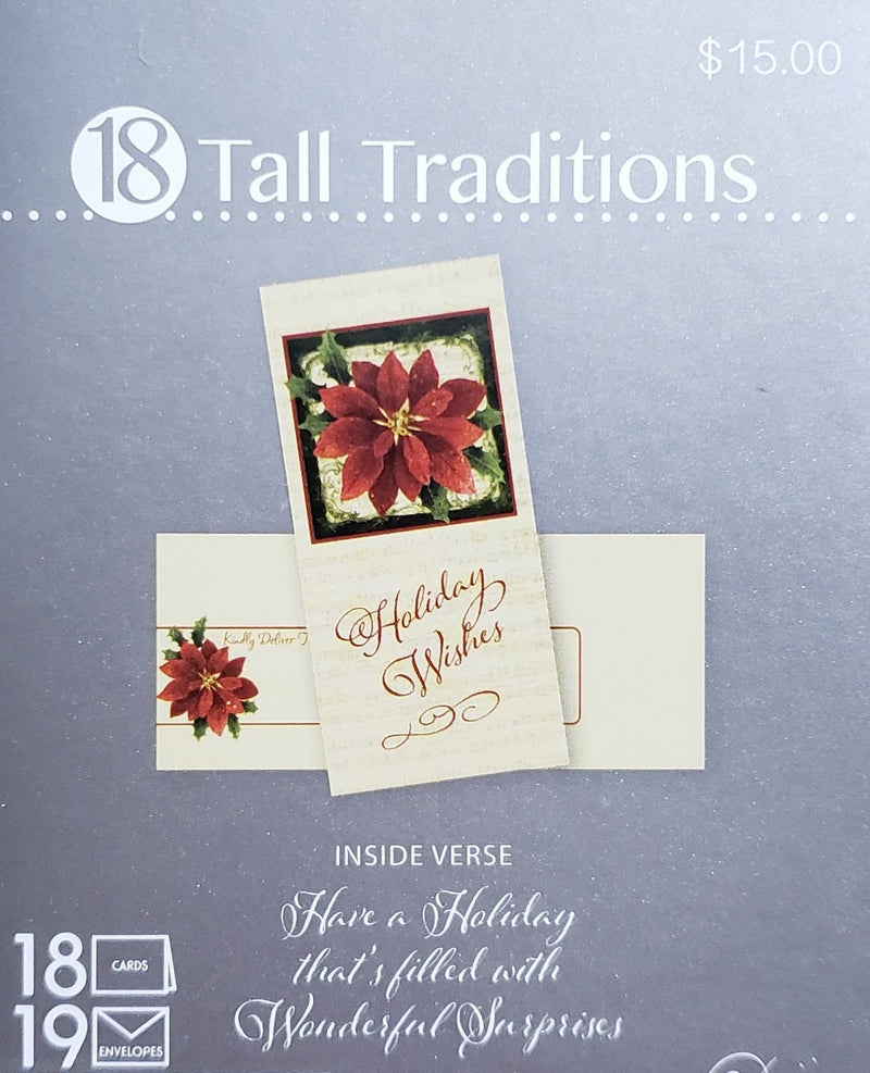 Tall Traditions 18 Card Set - Poinsettia - Shelburne Country Store