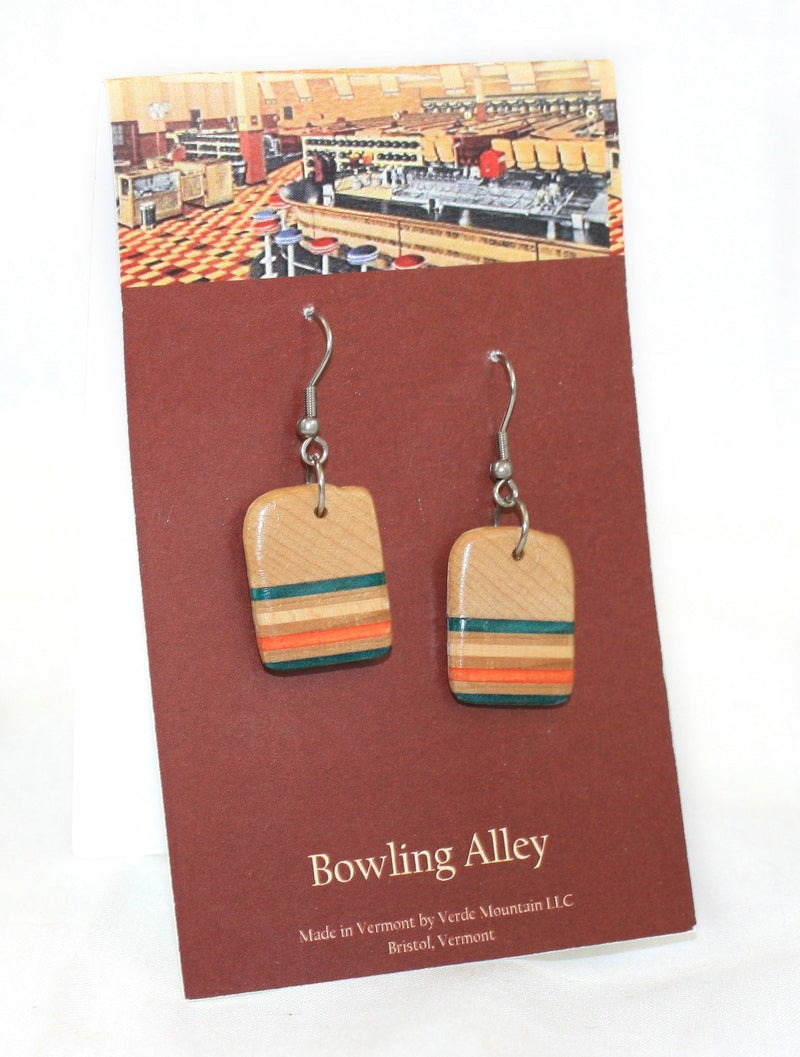 Champlain Lanes Bowling Alley Wood Earrings - Shelburne Country Store