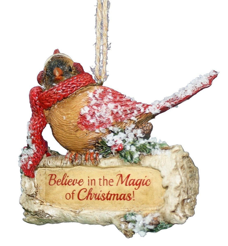 Birch Cardinal With Scarf Ornament - Merry - Shelburne Country Store