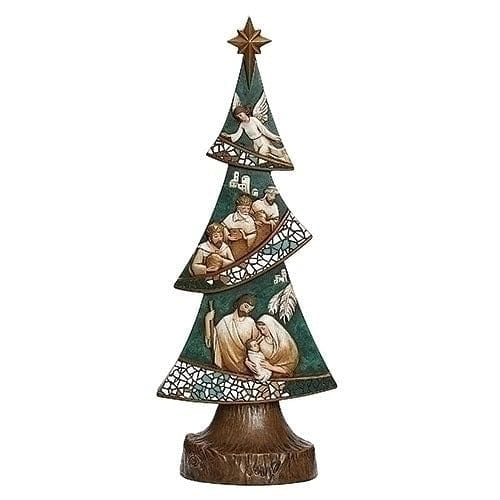 Carved Tree Style Nativity - 14 Inch - Shelburne Country Store