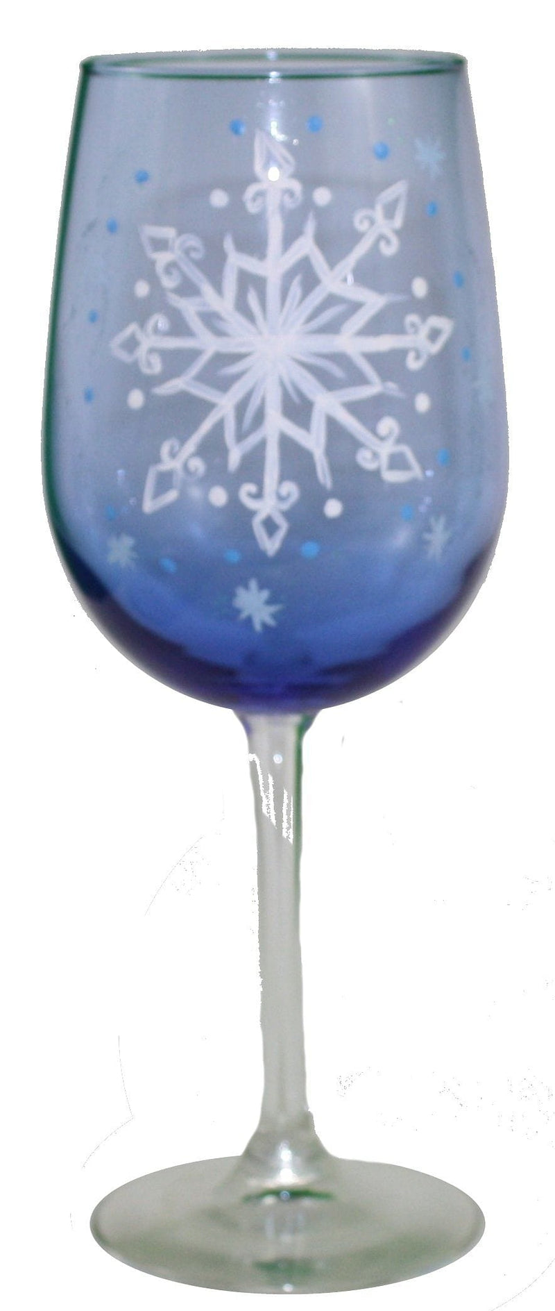 Whimsy Inspired Handpainted Stem Wine Glass (Blue Snowflake) - Shelburne Country Store
