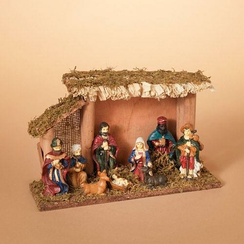 9 Piece Resin Nativity Scene with Stable - Shelburne Country Store