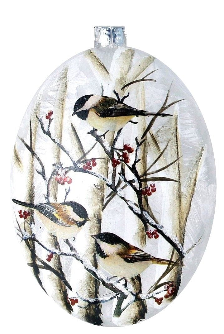 Oval Chickadee Ornament - Three Chickadees - Shelburne Country Store