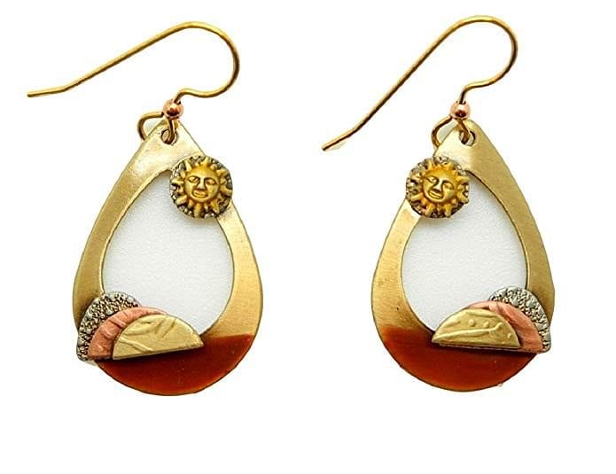 Silver Forest Open Teardrop with Sun and Moon Dangle Earrings - Shelburne Country Store