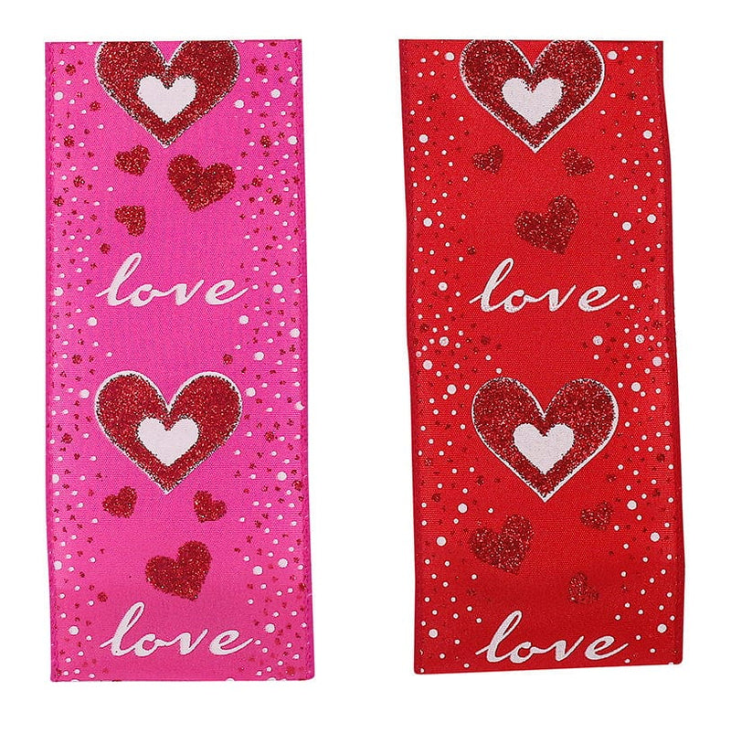 Ribbon - Love Glitter Hearts Wired Edge - - Shelburne Country Store