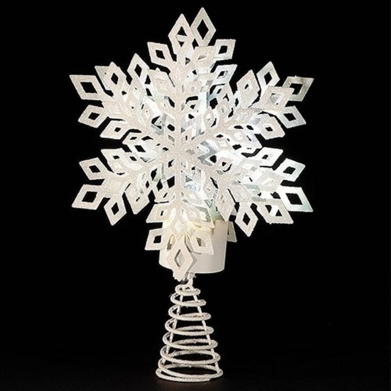 LED White Snowflake Tree Topper - 12 Inch - Shelburne Country Store