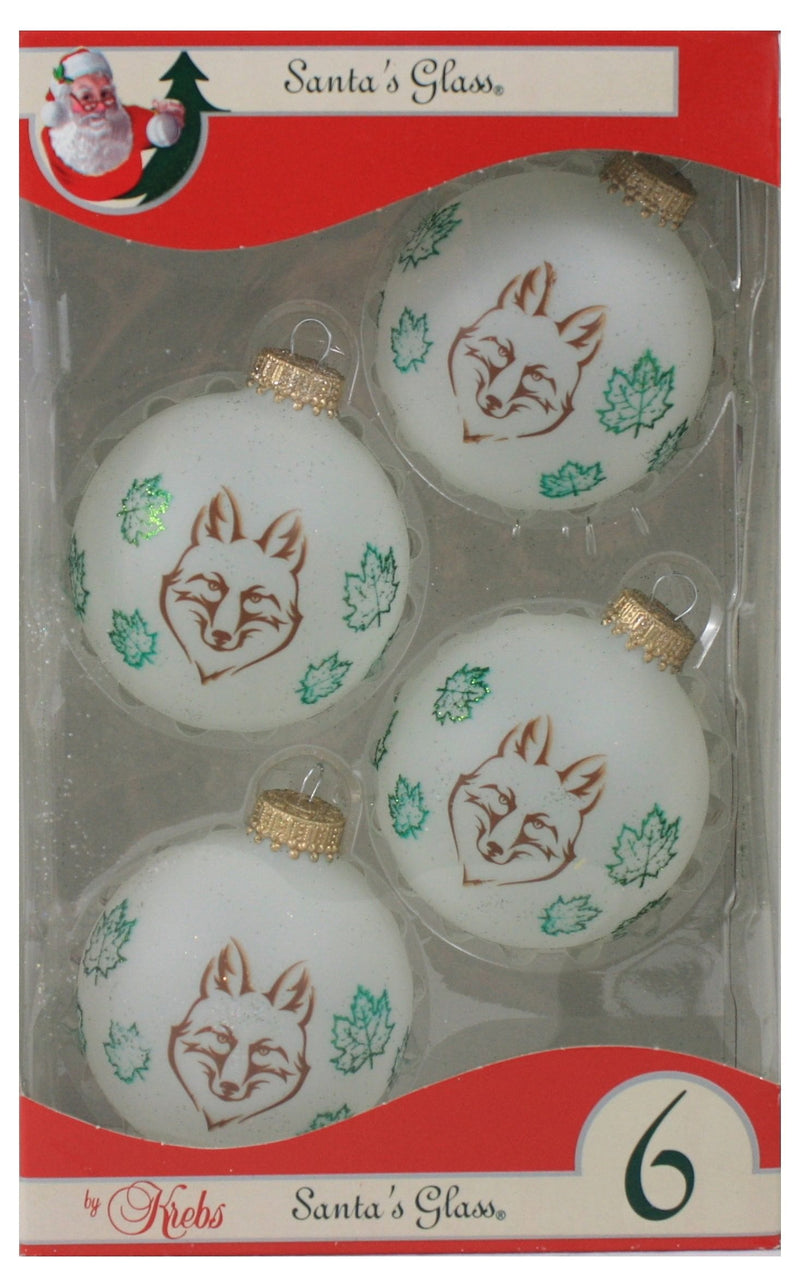 Krebs Value Glass Ball 4 pack - Frosted Glass Fox - Shelburne Country Store