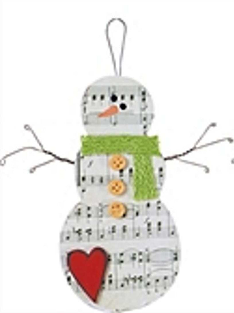 Sheet Music Wooden Snowman Ornament -  Style