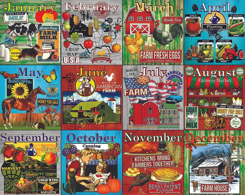 Farm Calendar   - 1000 Piece Jigsaw Puzzle - Shelburne Country Store