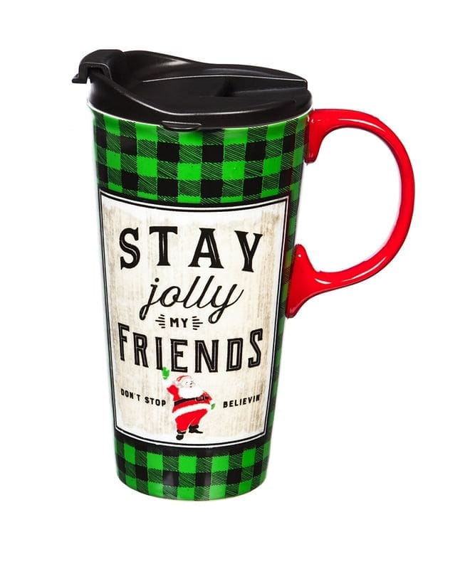 Ceramic Travel Cup, 17 oz. with Gift Box - Stay Jolly Friends - Shelburne Country Store