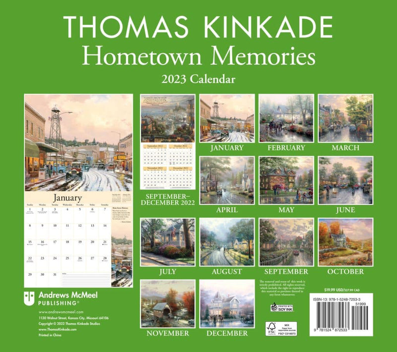 2023 THOMAS KINKADE HOMETOWN MEMORIES SPECIAL COLLECTION EDITION WALL CALENDAR - Shelburne Country Store