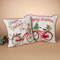 Fabric Holiday Bicycle Design Pillow - - Shelburne Country Store