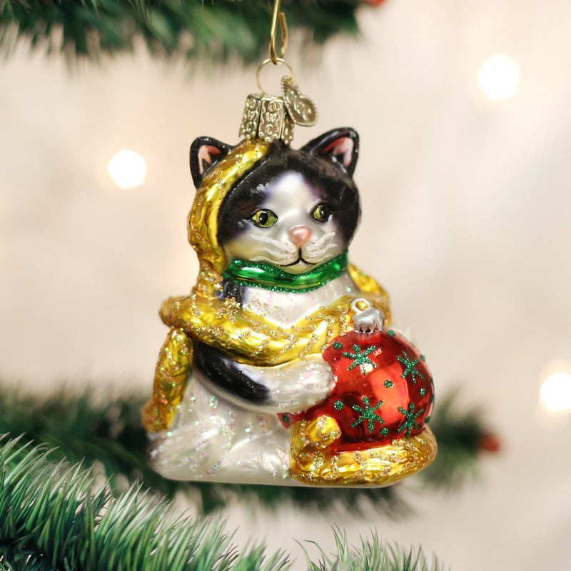 Old World Christmas Holiday Kitten Glass Blown Ornament - Shelburne Country Store