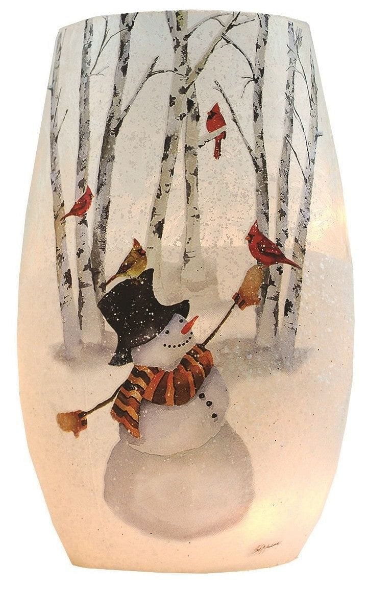 Lighted Glass Vase - Snowman - - Shelburne Country Store