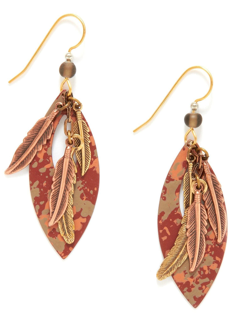 Silver Forest Layered Feathers Drop Earrings - Shelburne Country Store