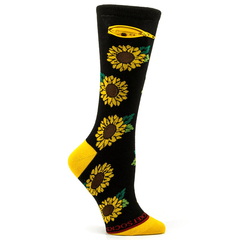 Pocket Socks - Sunflower on Black - Womens - Shelburne Country Store