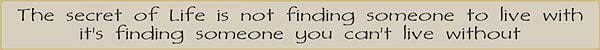 18 Inch Whimsical Wooden Sign - The secret of Life is not finding someone to live with.. It's finding someone you can't live without - - Shelburne Country Store