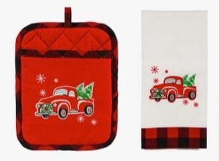 Tea Towel and Pot Holder - Red Truck - Shelburne Country Store