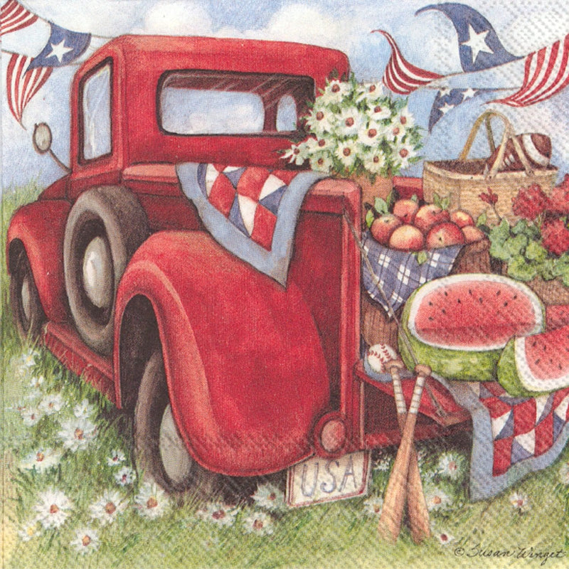 Red Truck Picnic Lunch Napkin - Shelburne Country Store