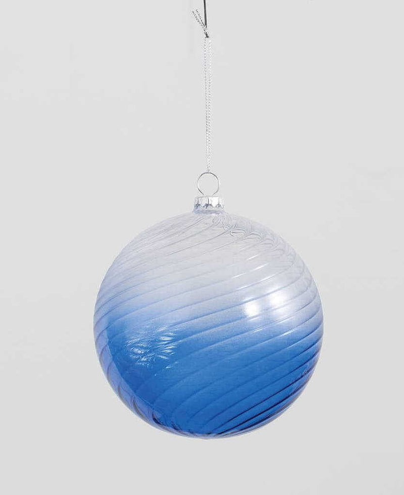 Blue Transition Scroll Glass Ornament - Ball - Shelburne Country Store