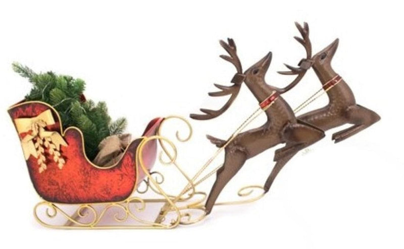 Iron Sleigh with Reindeer Tabletop Figurine - Large - Shelburne Country Store