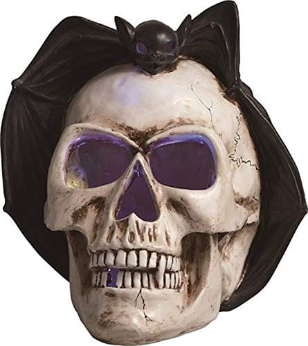 Resin Skull With Bat Led Screamer - Shelburne Country Store