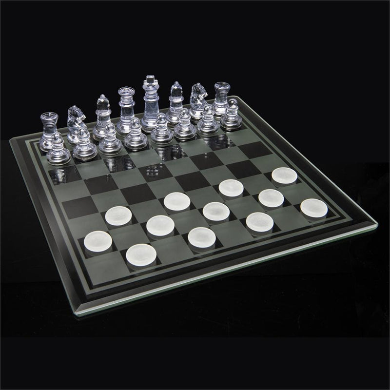 Clear Chess and Checkers Set with Glass Gameboard - Shelburne Country Store
