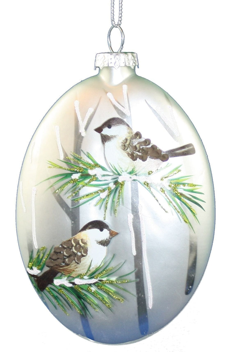Glass Chickadee Globe Ornament - Oval - Shelburne Country Store