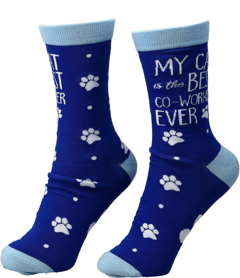 M/L Unisex Cotton Blend Sock - My Cat is the Best co-worker EVER - Shelburne Country Store