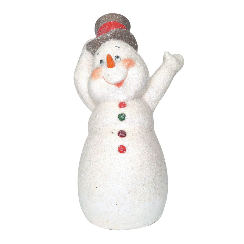 15 Inch Tall Joyous Sparkly Snowman Figurine - Shelburne Country Store